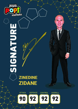 کارت پوپی فوتبال زین‌الدین زیدان 2025 - سری امضا شده