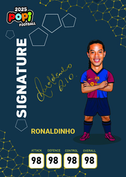 کارت پوپی فوتبال رونالدینیو 2025 - سری امضا شده