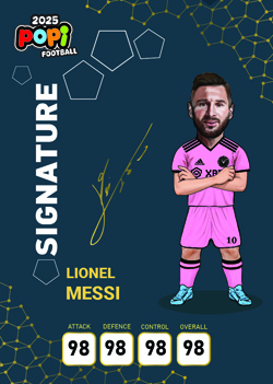 کارت پوپی فوتبال لیونل مسی 2025 - سری امضا شده