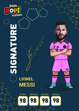 کارت پوپی فوتبال لیونل مسی 2025 - سری امضا شده