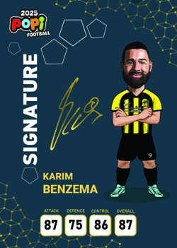 کارت پوپی فوتبال کریم بنزما 2025 - سری امضا شده