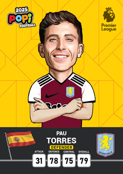 کارت پوپی فوتبال pau ttorres 2025 - سری بیسیک