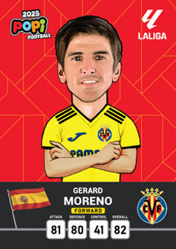 کارت پوپی فوتبال gerard moreno 2025 - سری بیسیک